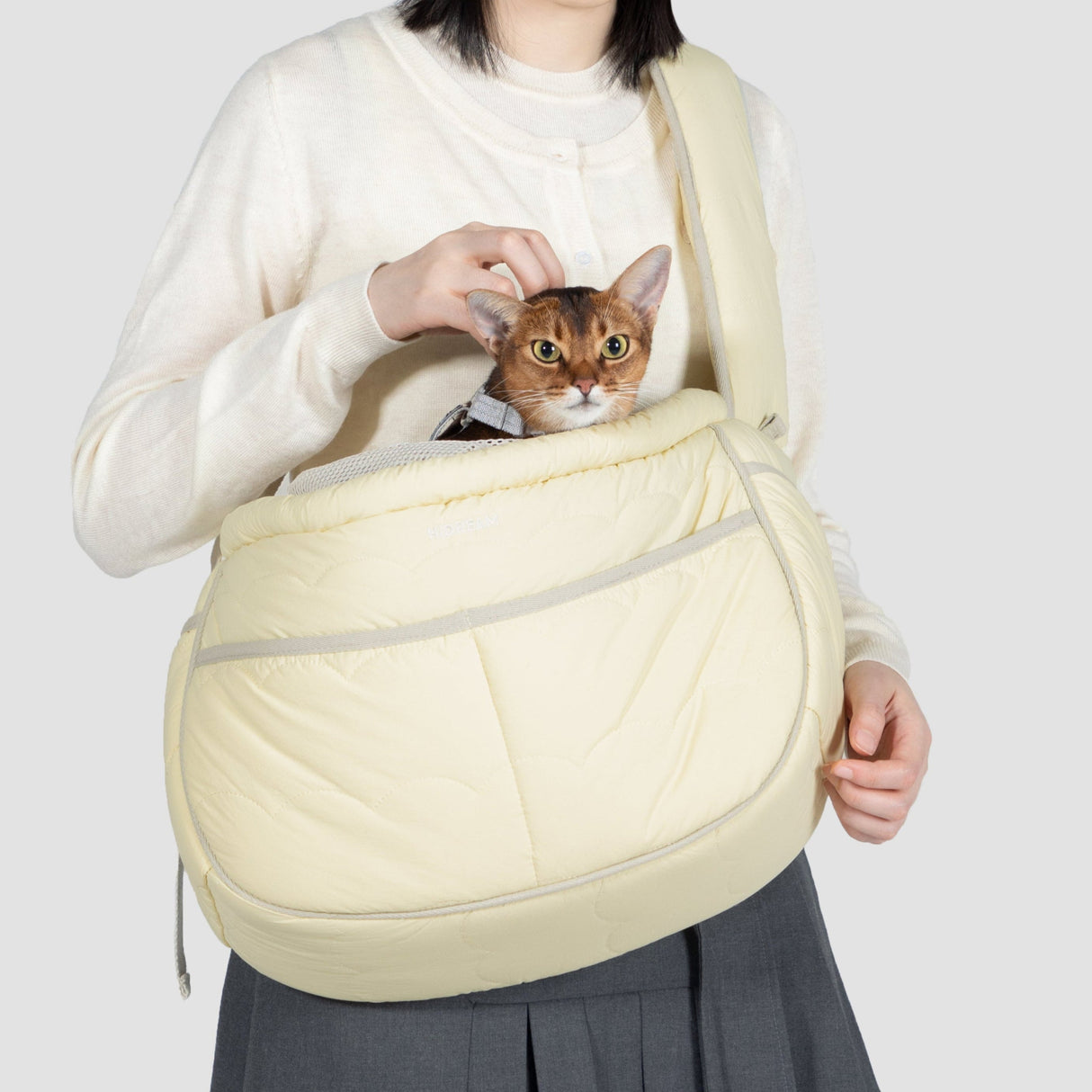 Pet Carrier - Butter Yellow Plush Crossbody Bag (for pets up to 6kg)