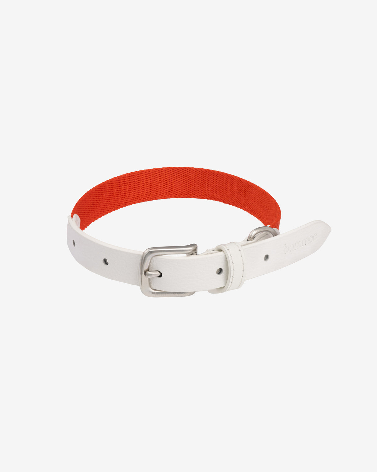 Classic Leather Collar - Mandarin Orange + White